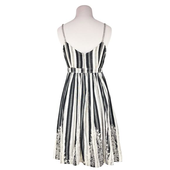 PLENTY BY TRACY REESE Striped Embroidered Fit & Flare Dress Black/Ivory Size 4 - Picture 7 of 8